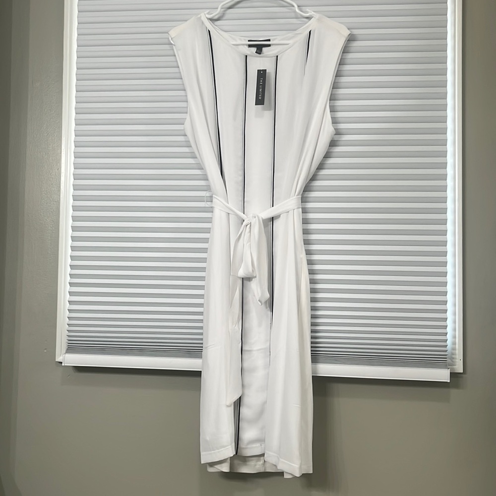 The Limited. White, knee-length, work attire.